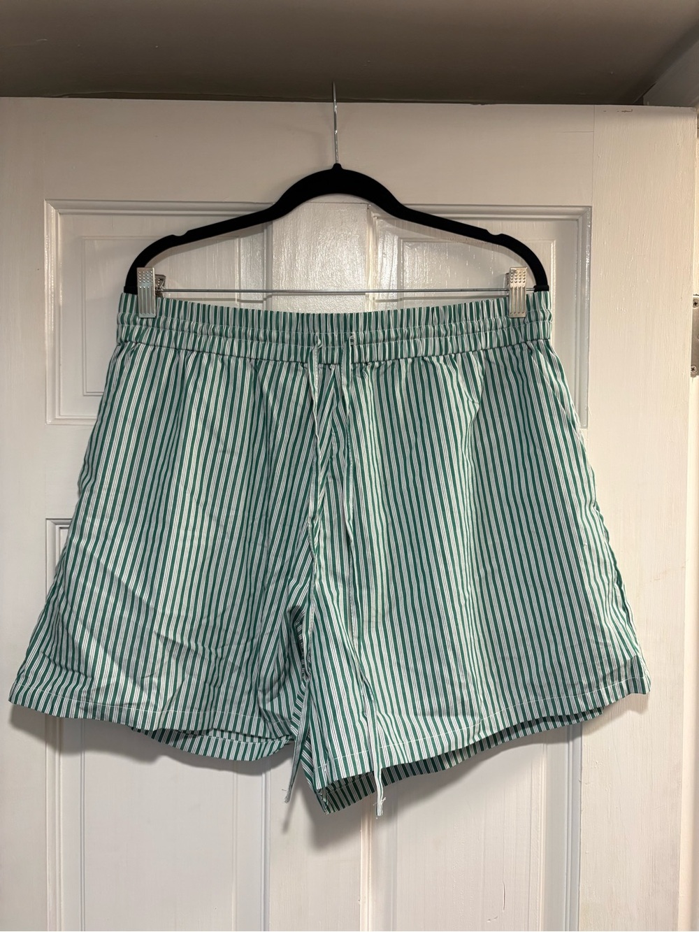 H&M Mint Green and White Striped High Waist Shorts